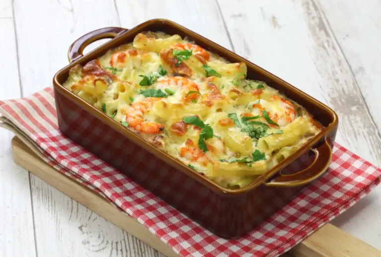 gratin de rigatoni aux crevettes