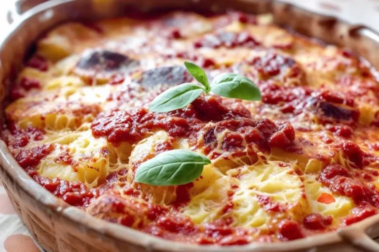 Pommes de terre gratinées à la sauce tomate